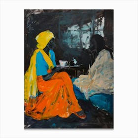 Two Women Drinking Tea Canvas Print