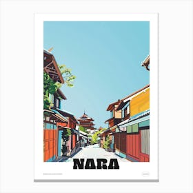 Nara Japan 2 Colourful Travel Poster Canvas Print