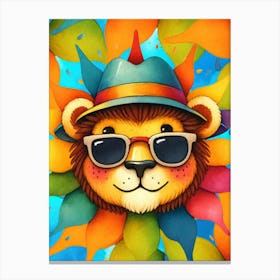 Lion Art Kids Art Lion In Sunglasses Canvas Print