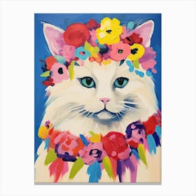 Birman Cat With A Flower Crown Painting Matisse Style 1 Canvas Print