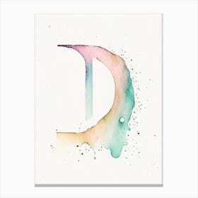 D, Letter, Alphabet Minimalist Watercolour 1 Canvas Print