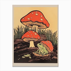 Frog On A Mushroom 2 Canvas Print