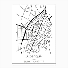 Alberique,Spain Minimalist Map Canvas Print