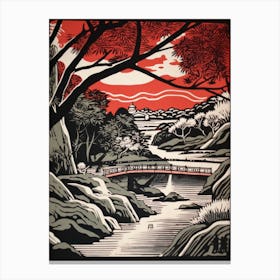 Japan Linocut Illustration Style 3 Canvas Print