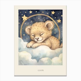 Sleeping Baby Lion 2 Nursery Poster Canvas Print