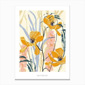 Colourful Flower Illustration Poster Buttercup 3 Canvas Print