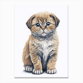 Cute Scottish Fold Cat Painting (4) Canvas Print