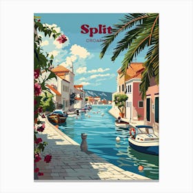 Split Croatia Summer Digital Travel Illustration Canvas Print