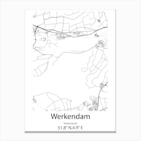 Werkendam,Netherlands Minimalist Map Canvas Print