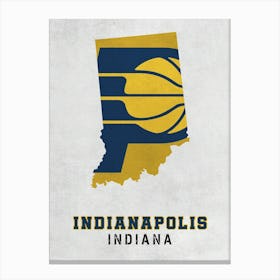 Indiana Pacers Indianapolis Indiana State Map Canvas Print