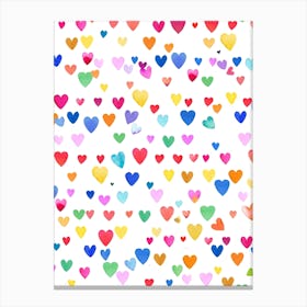 Multicolored Hearts Striped Canvas Print