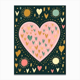 Cute Lines Dots Sun & Hearts Canvas Print