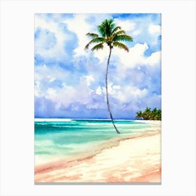 Bavaro 4 Beach, Dominican Republic Watercolour Canvas Print