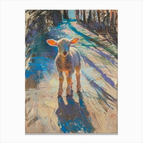 Lamb On The Road Canvas Print