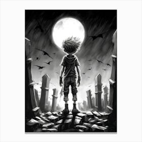 Boy In The Cemetery 2 Canvas Print