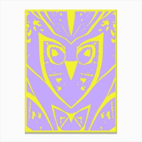 Abstract Owl Purple And Yellow 1 Canvas Print
