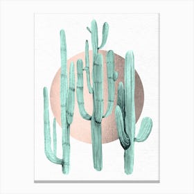 Cactus Print - Summer Sun Gold Canvas Print