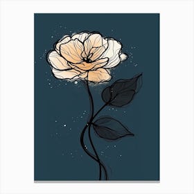 Line Art Marigold Flowers Illustration Neutral 9 Canvas Print