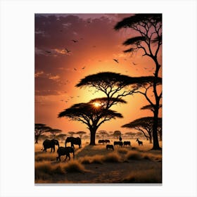 Sunset In The Savannah 1 Canvas Print