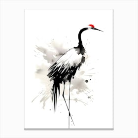 Japanese Crane Sumi-e Canvas Print