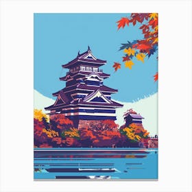 Hiroshima Castle Colourful Illustration Canvas Print