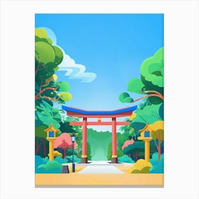 Meiji Shrine Tokyo 1 Colourful Illustration Canvas Print