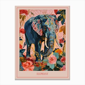 Floral Animal Painting Elephant 4 Poster Canvas Print