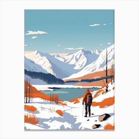 Retro Winter Illustration Snowdonia United Kingdom 4 Canvas Print