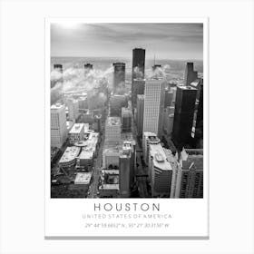 Houston Texas Black And White Coordinates Canvas Print