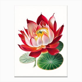 Red Lotus Decoupage 4 Canvas Print