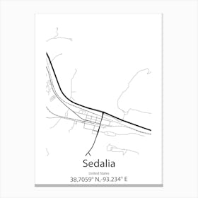 Sedalia,United States Minimalist Map Stampe su tela