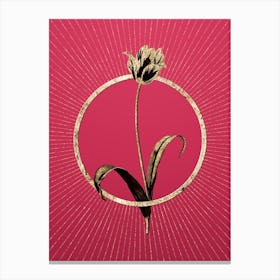 Gold Didier's Tulip Glitter Ring Botanical Art on Viva Magenta n.0038 Canvas Print