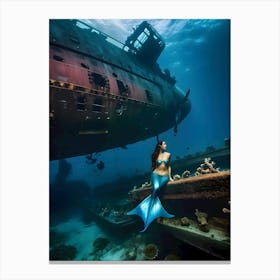 Mermaid Underwater Canvas Print