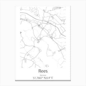 Rees,Germany Minimalist Map Canvas Print