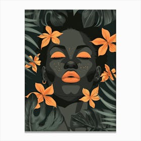 African Girl With Flowers Canvas Print