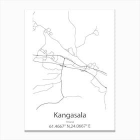 Kangasala,Finland Minimalist Map Canvas Print