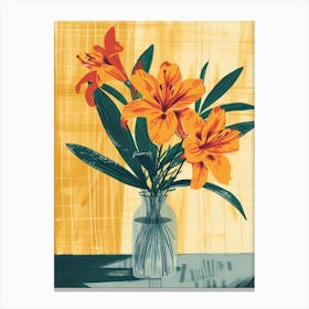 Azalea Flowers On A Table   Contemporary Illustration 4 Canvas Print