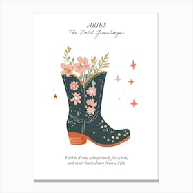 Aries Cowboy Boots Zodiac Preppy Western Cowgirl Canvas Print