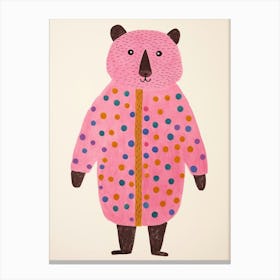 Pink Polka Dot Beaver 1 Canvas Print