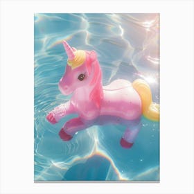 Toy Unicorn Swimming In A Swimmin Pool Canvas Print