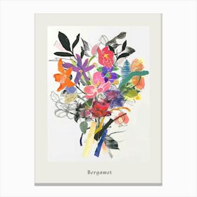 Bergamot 1 Collage Flower Bouquet Poster Canvas Print