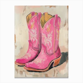 Pink Cowgirl Boots Painting Hot Pink Western Canvas Print