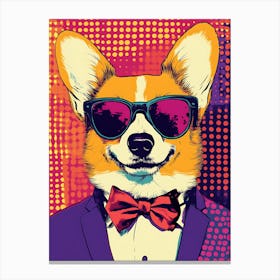 Super Cool Corgi Illustration Pop 15 Canvas Print