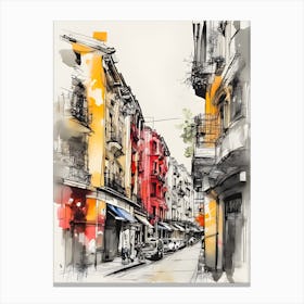 Italian City Street Sketch Canvas Print