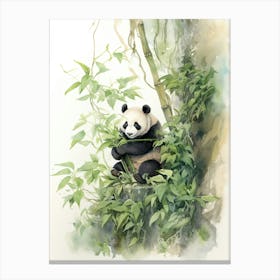 Panda Art Solving Puzzles Watercolour 3 Canvas Print