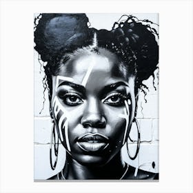 Graffiti Mural Of Beautiful Black Woman 136 Canvas Print