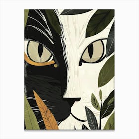 Cat With Leaves 9 Canvas Print