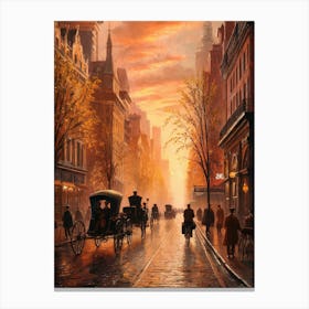 City At Sunset Canvas Print