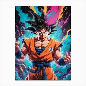 Goku Dragon Ball Z Neon Iridescent (13) Canvas Print