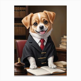 Dog In A Lawyer Suit Canvas Print